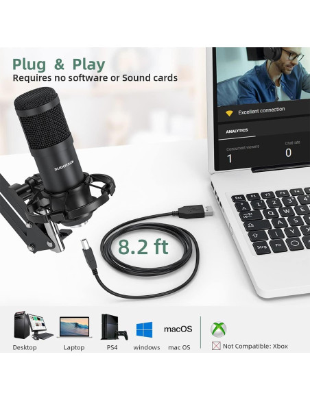 Micrófono USB Sudotack ST-800 para Streaming y Podcast