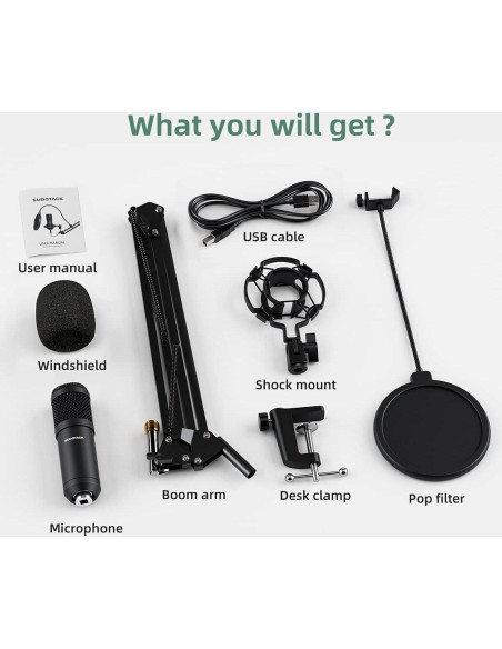 Micrófono USB Sudotack ST-800 para Streaming y Podcast