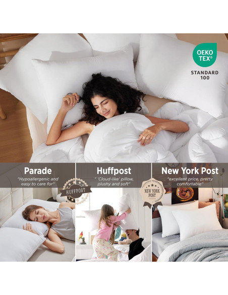 Juego de 2 Almohadas Queen Bedsure Suaves y Esponjosas Juego de 2 Almohadas Queen Bedsure Suaves y Esponjosas
