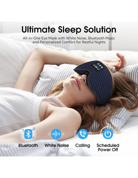MUSICOZY Máscara de Sueño Bluetooth 3D con Sonido HD Azul MUSICOZY Máscara de Sueño Bluetooth 3D con Sonido HD Azul