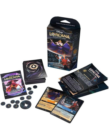 Juego de Cartas Coleccionables Ravensburger Disney Lorcana - Mazmorras de Zafiro y Ámbar, 60 Cartas