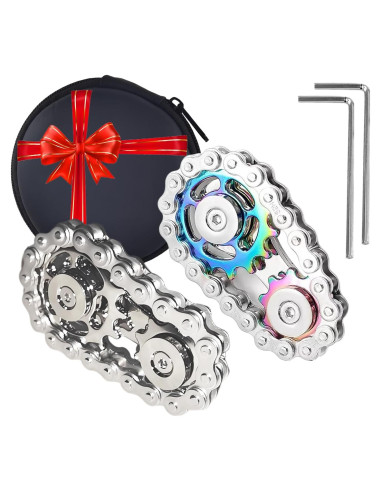 Spinner Antiestrés Metal XFYVIKR 6x3.5x2.5cm Plata+Arcoíris