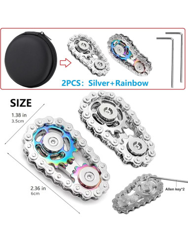 Spinner Antiestrés Metal XFYVIKR 6x3.5x2.5cm Plata+Arcoíris