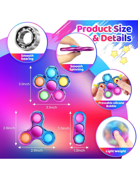 FIGROL 3 Pack Fidget Spinners Antiestrés para Niños FIGROL 3 Pack Fidget Spinners Antiestrés para Niños