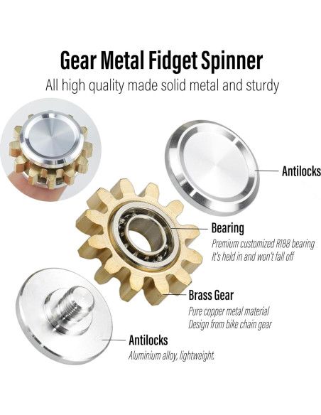 Fidget Spinner Engranaje Metal FREELOVE Mini 2,24 cm Plata-Latón Fidget Spinner Engranaje Metal FREELOVE Mini 2,24 cm Plata-Latón