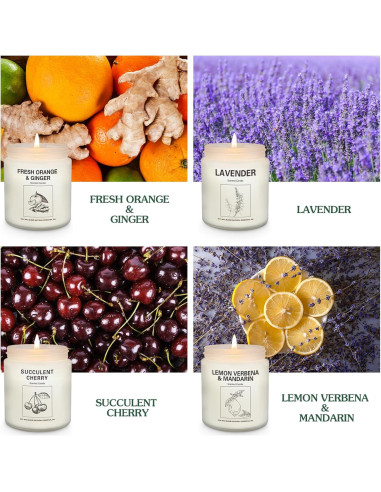 Velas Aromáticas de Cera de Soja Natural - 4 Aromas 201g