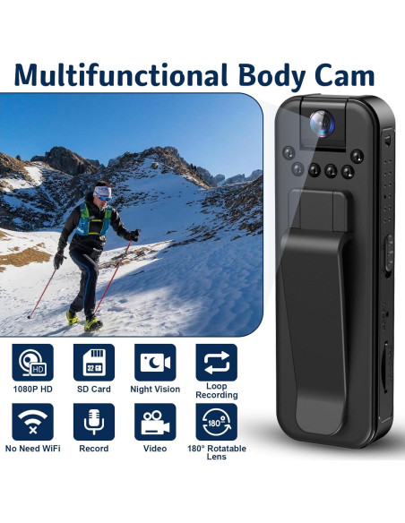 Mini Cámara Corporal 1080P HD con Visión Nocturna y 32GB Mini Cámara Corporal 1080P HD con Visión Nocturna y 32GB