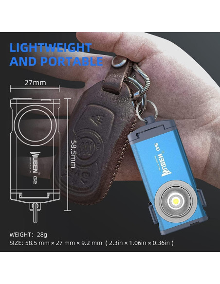 Linterna LED WUBEN G2 Mini 500 Lúmenes Recargable Azul Linterna LED WUBEN G2 Mini 500 Lúmenes Recargable Azul