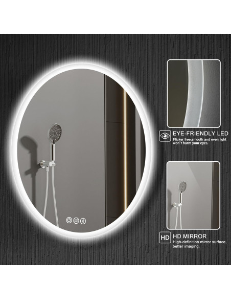 Espejo de baño LED S'BAGNO 71 cm, anti-vaho y Bluetooth Espejo de baño LED S'BAGNO 71 cm, anti-vaho y Bluetooth