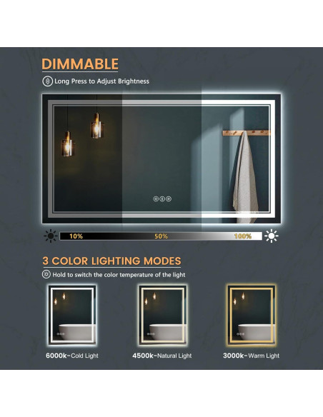Espejo de Baño Iluminado SOGOLINE 139,7x76,2cm LED Espejo de Baño Iluminado SOGOLINE 139,7x76,2cm LED