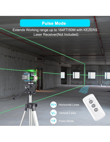 Nivel láser KEZERS 4D Autonivelante Verde 360 con Control Remoto