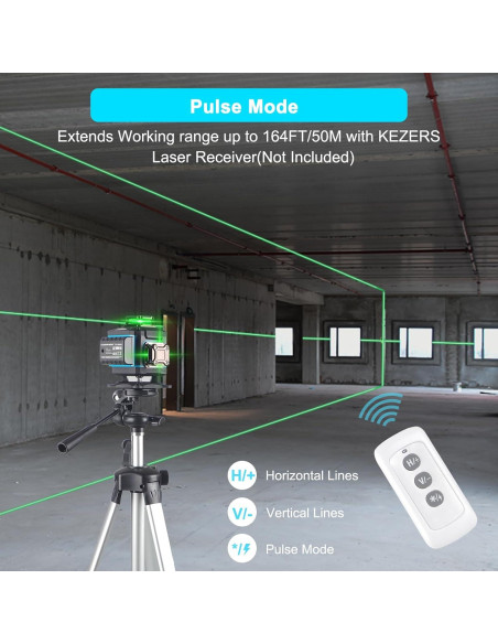 Nivel láser KEZERS 4D Autonivelante Verde 360 con Control Remoto Nivel láser KEZERS 4D Autonivelante Verde 360 con Control Remoto