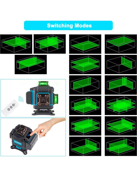 Nivel láser KEZERS 4D Autonivelante Verde 360 con Control Remoto Nivel láser KEZERS 4D Autonivelante Verde 360 con Control Remoto