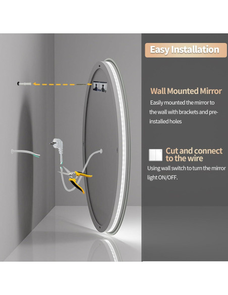 Espejo de Baño LED LUVODI 61 cm Redondo Antivaho Espejo de Baño LED LUVODI 61 cm Redondo Antivaho