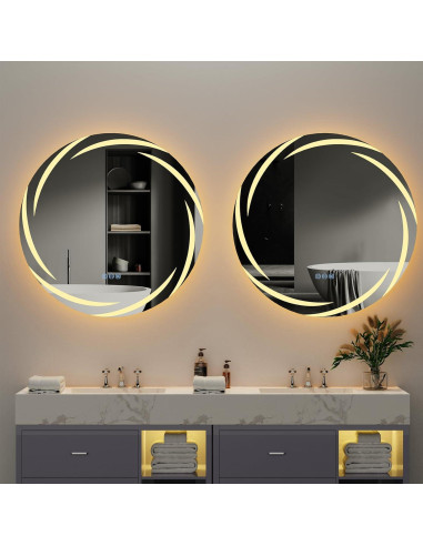 Espejo de Baño LED LUVODI 61 cm Redondo Antivaho