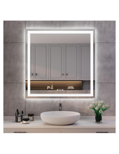 Espejo de Baño LED ISKM 90x90 cm Anti-Niebla Regulable