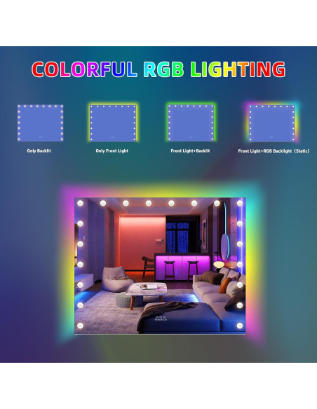 Espejo de Maquillaje LED FENCHILIN 100x80 cm RGB Táctil Espejo de Maquillaje LED FENCHILIN 100x80 cm RGB Táctil