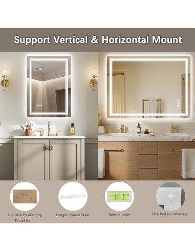 Espejo LED TIFULLHOME 76x76 cm con luz y anti-vaho