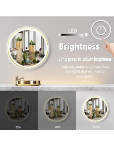 Espejo LED Redondo ARUMMA 50.8 cm Dorado Iluminado 2