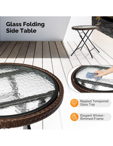 Mesa Lateral Plegable VINGLI de Vidrio Templado 4.81 kg