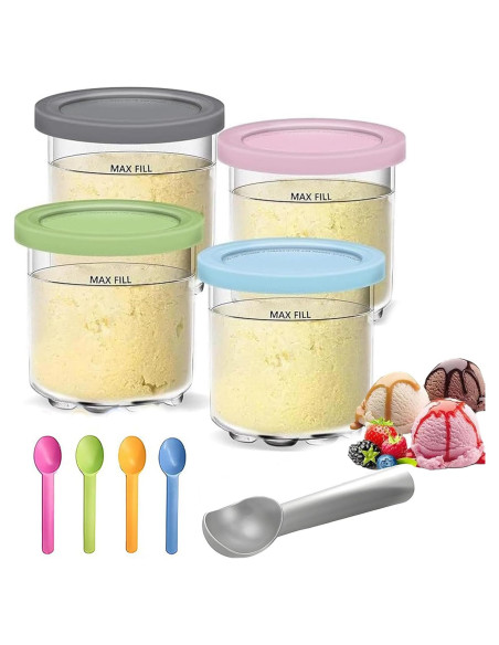 Recipientes de Helado Ninja Creami 16 oz - Paquete de 4 Recipientes de Helado Ninja Creami 16 oz - Paquete de 4