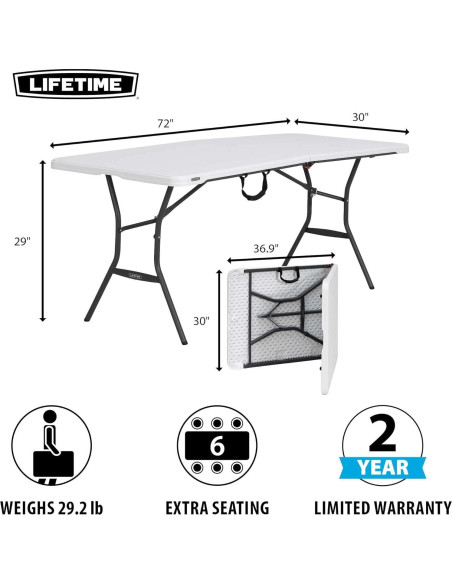 Mesa Plegable Lifetime 6 Pies Granito Blanco Resistente Mesa Plegable Lifetime 6 Pies Granito Blanco Resistente