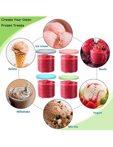 Contenedores de Helado SLLFLY 4 Pack 24oz para Ninja Creami
