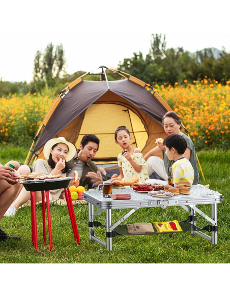Mesa Plegable Camping Anbte 67 cm Aluminio Plata Ajustable Mesa Plegable Camping Anbte 67 cm Aluminio Plata Ajustable