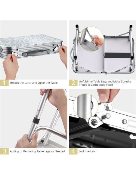 Mesa Plegable Camping Anbte 67 cm Aluminio Plata Ajustable Mesa Plegable Camping Anbte 67 cm Aluminio Plata Ajustable