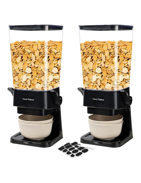Dispensador de Cereal Qozzix 5000ml 2 Paquete Negro Dispensador de Cereal Qozzix 5000ml 2 Paquete Negro