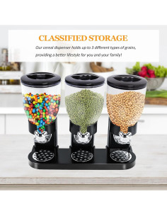 Dispensador de Cereal Triple Hedday 6L Negro 2