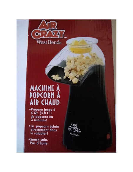 Poper de Aire Caliente West Bend 3.79L 1040W Sin Aceite Poper de Aire Caliente West Bend 3.79L 1040W Sin Aceite