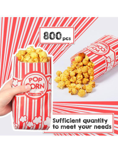 800 Bolsas de Papel para Palomitas Teling 9x6x21cm Reutilizables