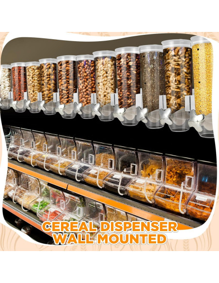 Dispensador de Cereal Montado en Pared Nitial 2 Piezas 4.5L Dispensador de Cereal Montado en Pared Nitial 2 Piezas 4.5L