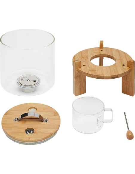 Dispensador de arroz 5L Fonova con soporte de madera Dispensador de arroz 5L Fonova con soporte de madera
