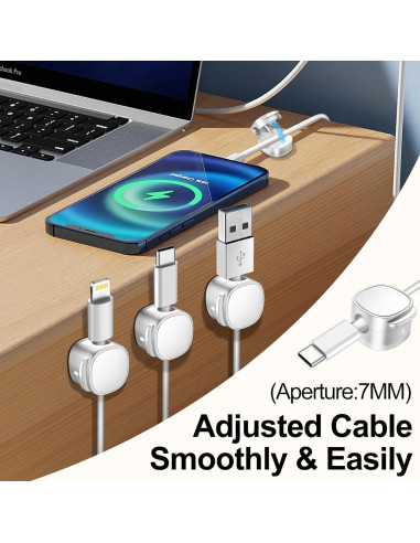 Organizador de Cables Magnético MOZOTER 6 Clips Silicona