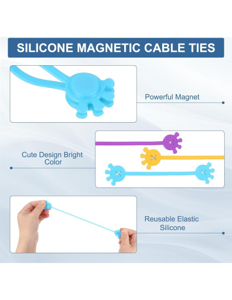 Sujetadores de Cable Magnéticos PATIKIL 10 Pcs Silicona Azul Sujetadores de Cable Magnéticos PATIKIL 10 Pcs Silicona Azul
