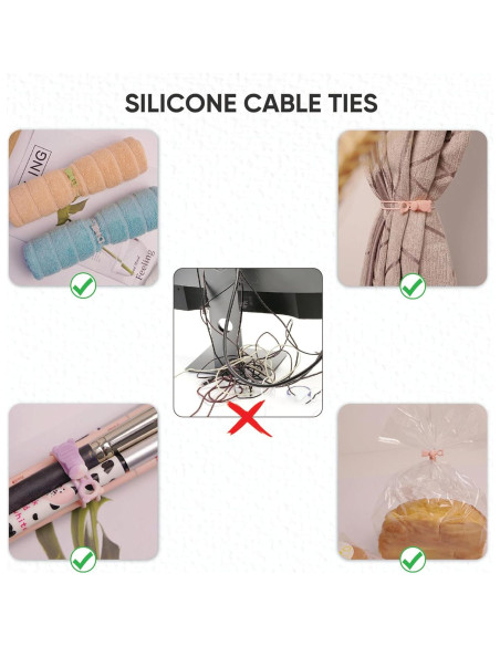 Paquete de 50 ataduras de cable silicona 365Home 10.6 cm Paquete de 50 ataduras de cable silicona 365Home 10.6 cm