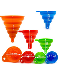 Juego de embudos de cocina Qgond 4 piezas silicona plegable 2