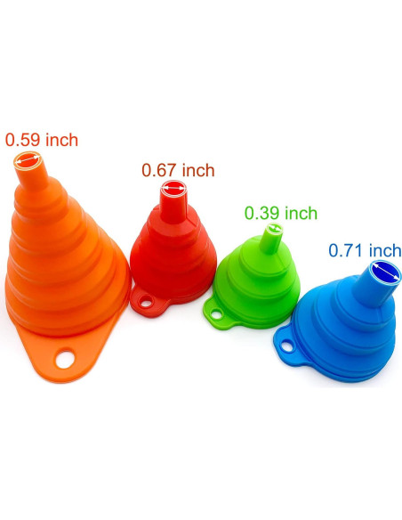 Juego de embudos de cocina Qgond 4 piezas silicona plegable Juego de embudos de cocina Qgond 4 piezas silicona plegable