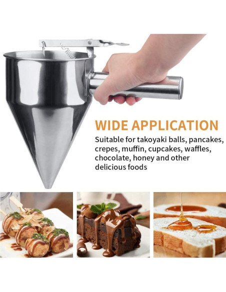 Dispensador de Masa de Pancakes MyLifeUNIT Acero Inoxidable 1200ml Dispensador de Masa de Pancakes MyLifeUNIT Acero Inoxidable 1200ml