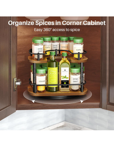 Organizador Lazy Susan SNTD 2 Niveles Madera 25,4 cm Negro