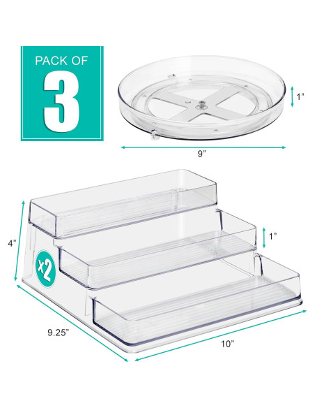 Conjunto organizador de especias Sorbus 3 niveles y Lazy Susan Conjunto organizador de especias Sorbus 3 niveles y Lazy Susan