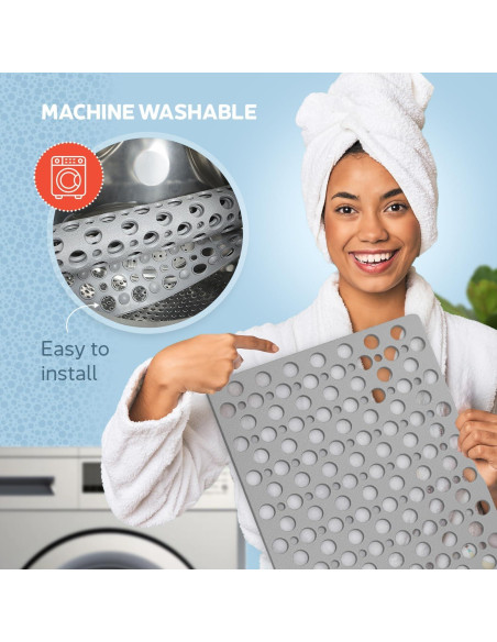 Mat Antideslizante para Baño y Ducha TEMIR 75x43 cm Gris Mat Antideslizante para Baño y Ducha TEMIR 75x43 cm Gris