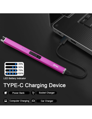 Encendedor Eléctrico JETPRO Recargable USB a Prueba de Viento
