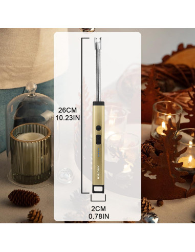 Encendedor Eléctrico ARECTECH Recargable USB Dorado 10,41 cm