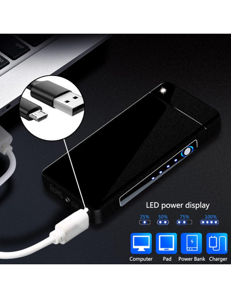 Encendedor Eléctrico BABOBIU Plasma Recargable USB Negro Mate Encendedor Eléctrico BABOBIU Plasma Recargable USB Negro Mate