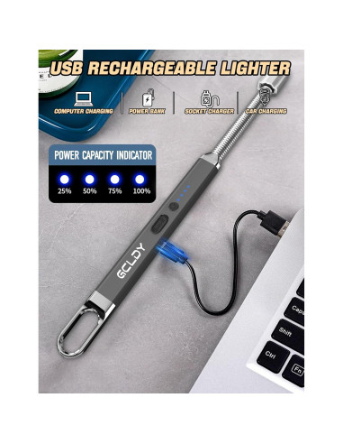 Encendedor Eléctrico Gcldy G12 Recargable USB a Prueba de Viento