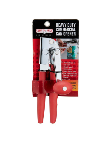 Abrelatas Manual Chef-Master 90056, Acero Inoxidable, Rojo