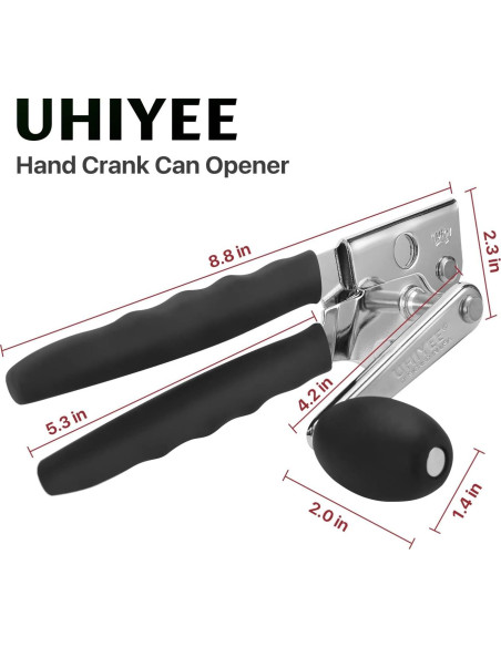 Abrelatas Manual UHIYEE Extra Grande Acero Inoxidable Negro Abrelatas Manual UHIYEE Extra Grande Acero Inoxidable Negro